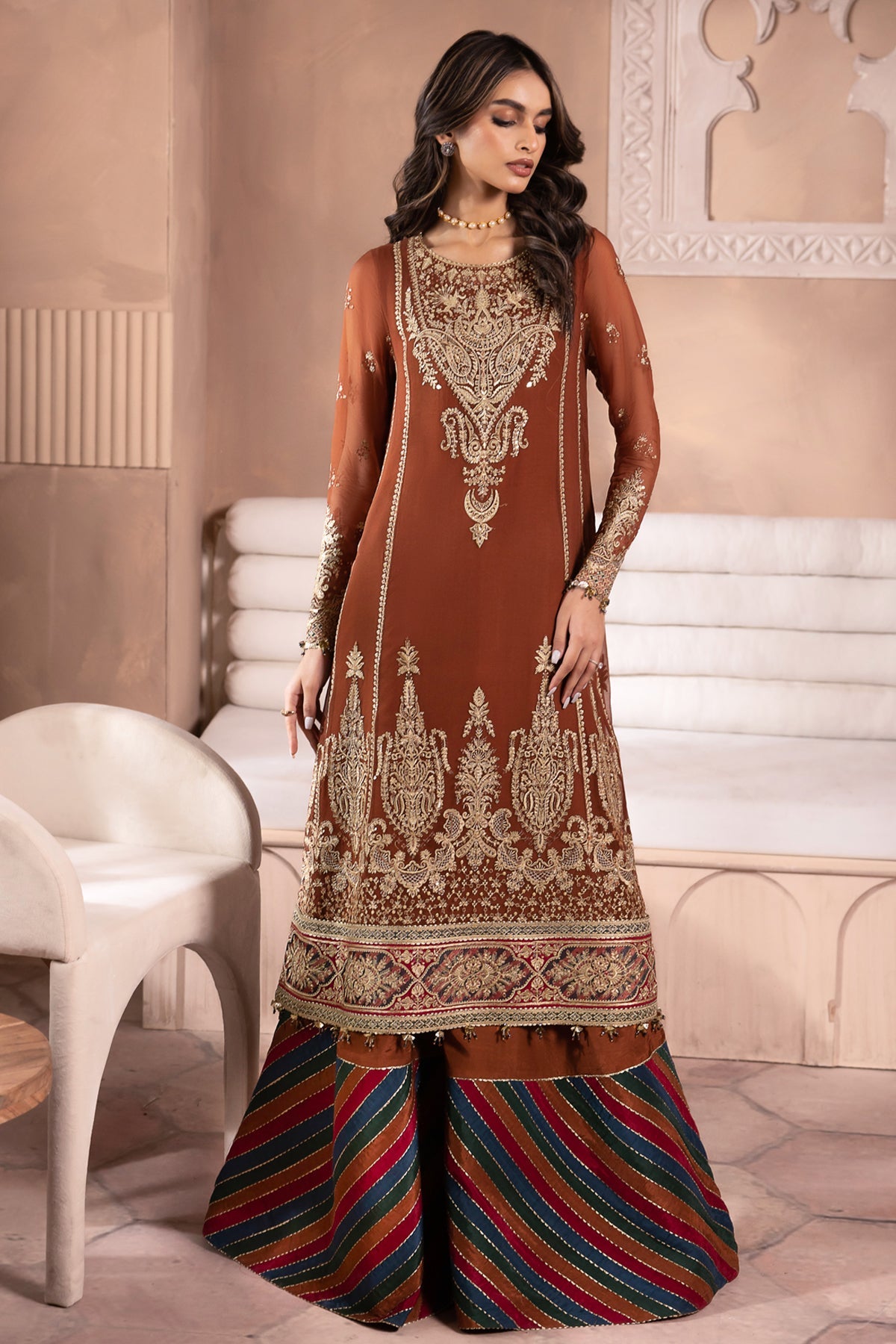 EMBROIDERED CHIFFON UC-3040